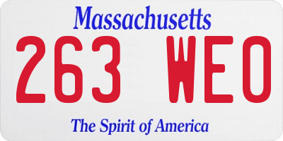 MA license plate 263WE0