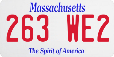 MA license plate 263WE2