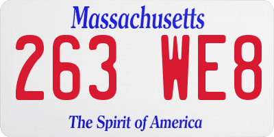 MA license plate 263WE8
