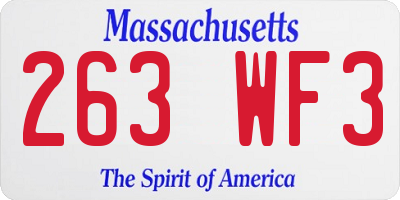 MA license plate 263WF3