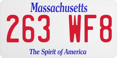 MA license plate 263WF8