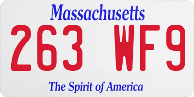 MA license plate 263WF9