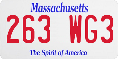 MA license plate 263WG3