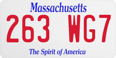 MA license plate 263WG7