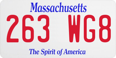 MA license plate 263WG8