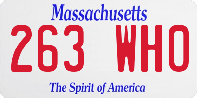 MA license plate 263WH0