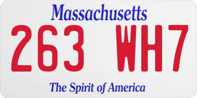 MA license plate 263WH7