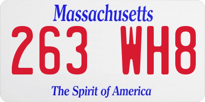 MA license plate 263WH8