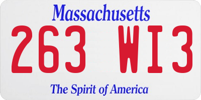 MA license plate 263WI3