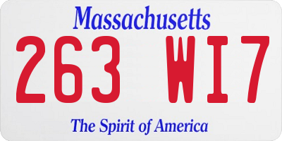 MA license plate 263WI7