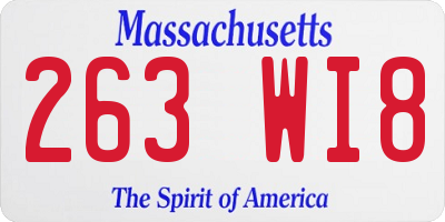 MA license plate 263WI8