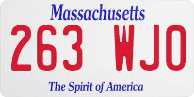 MA license plate 263WJ0
