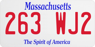 MA license plate 263WJ2