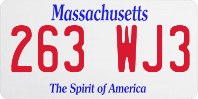 MA license plate 263WJ3