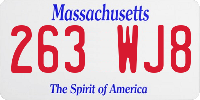 MA license plate 263WJ8