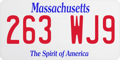 MA license plate 263WJ9