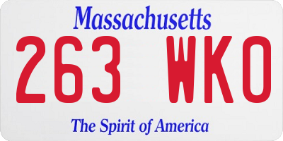 MA license plate 263WK0