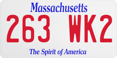 MA license plate 263WK2