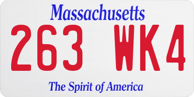 MA license plate 263WK4