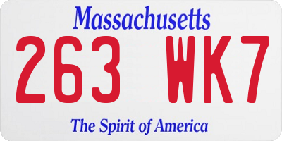 MA license plate 263WK7