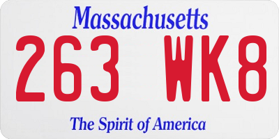 MA license plate 263WK8