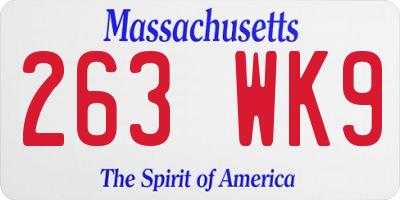 MA license plate 263WK9