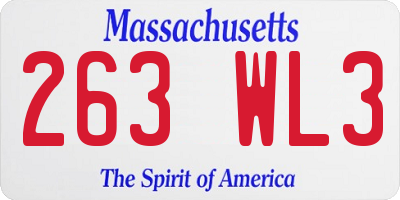 MA license plate 263WL3