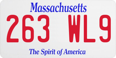 MA license plate 263WL9