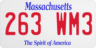 MA license plate 263WM3