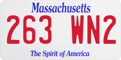 MA license plate 263WN2