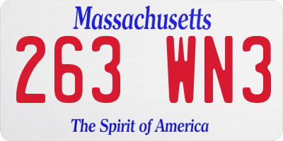 MA license plate 263WN3