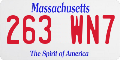 MA license plate 263WN7
