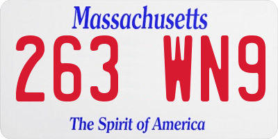 MA license plate 263WN9