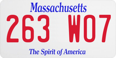 MA license plate 263WO7