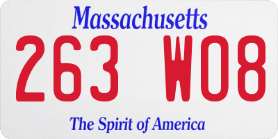 MA license plate 263WO8