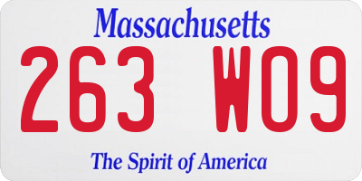 MA license plate 263WO9