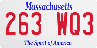 MA license plate 263WQ3