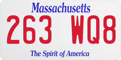 MA license plate 263WQ8