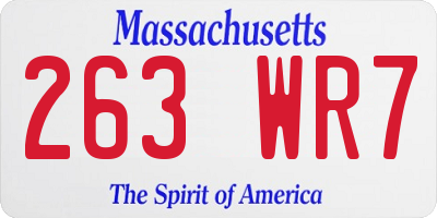 MA license plate 263WR7