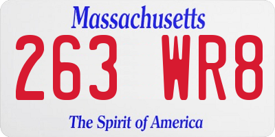 MA license plate 263WR8