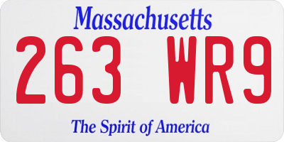 MA license plate 263WR9
