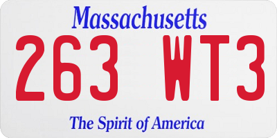 MA license plate 263WT3