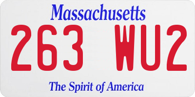 MA license plate 263WU2