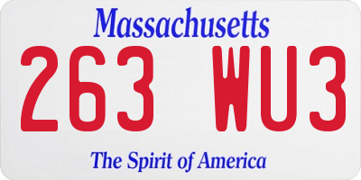MA license plate 263WU3