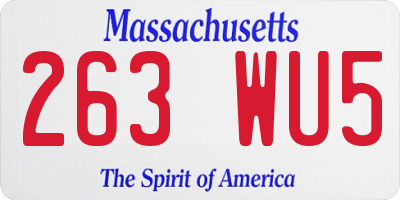 MA license plate 263WU5