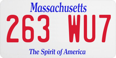 MA license plate 263WU7