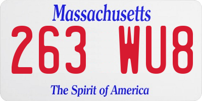 MA license plate 263WU8