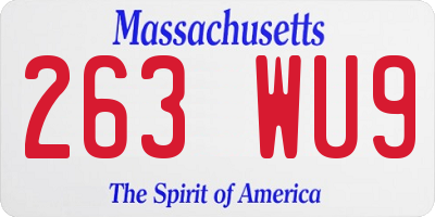 MA license plate 263WU9