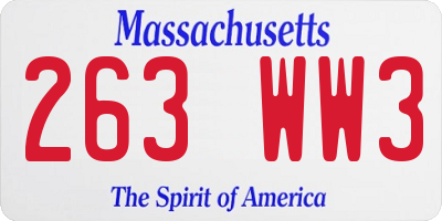 MA license plate 263WW3