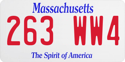 MA license plate 263WW4